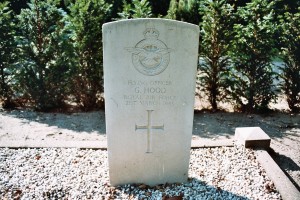 Gerald Hood's headstone at Almelo, prior to age details being added courtesy of Mr Brian Angel of the Royal Russell School